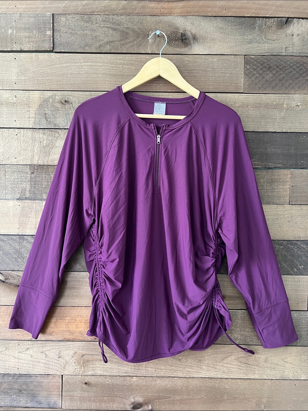 CALIA by Carrie Underwood Women's Side Cinch Long Sleeve Rash Guard in Purple 2X